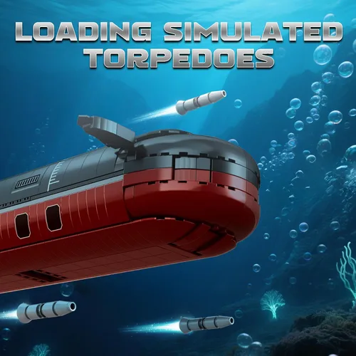 Vista 4 de Reobrix Juego de construcción de submarino nuclear para adultos, kit de modelo de submarino nuclear de clase tifón, decoración coleccionable