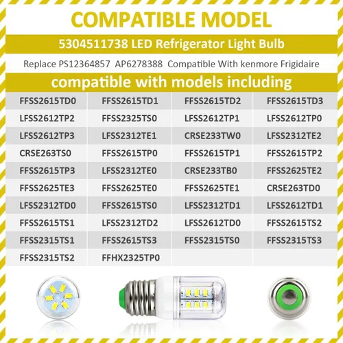 Vista 7 de EAGLEGGO KEI D34L - Bombilla de repuesto para refrigerador Frigidaire Kenmore Electrolux 5304511738 LED para reemplazar PS12364857 AP6278388 4584444