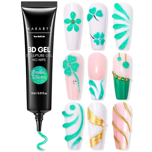 Vista 15 de Makartt Arte de uñas en gel 3D, pegamento de gel para esculpir para dibujar, moldear, escultura, gemas y decoración, esmalte de gel transparente que