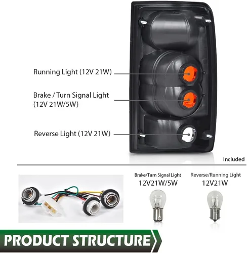 Vista 4 de GRAND ORANGE Conjunto de Luces Traseras Luces Traseras Lámpara de Freno con Bombillas Compatible con Toyota Hilux Pickup Truck 1989-1995 8156089166