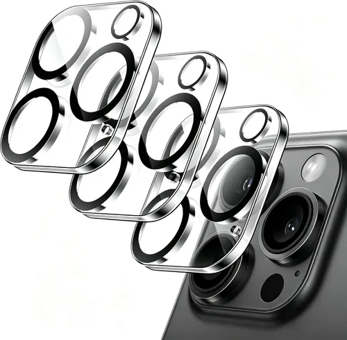 Vista 18 de [Paquete de 3] Protector de lente de cámara compatible con iPhone 13 y iPhone 13 Mini, cubierta de cámara de vidrio templado 9H de alta calidad Negro