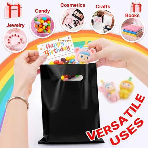 Vista 6 de ANZNKU 50 bolsas negras de recuerdo de fiesta, 8 x 11 pulgadas, bolsa de regalo para dulces de Pascua, joyas artesanales, bolsas de regalo