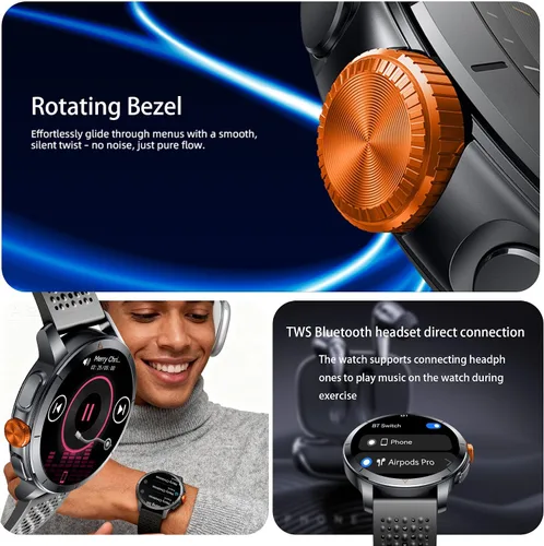 Vista 6 de Reloj Inteligente Resistente, 1.6" AMOLED GPS, 5ATM Impermeable - Negro