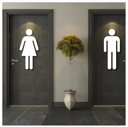 Vista 8 de Letrero grande de 20 pulgadas de alto para pared de hombre y mujer, adhesivo fuerte seguro para pared, diseño artístico mural para baño, baño, baño