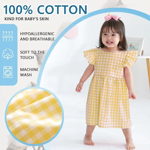 Vista 4 de Zanie Kids Vestidos de Pascua para niñas, vestido de verano para niñas, ropa de juego, trajes de fotos familiares