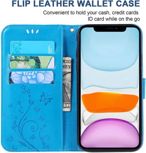 Vista 3 de Funda para iPhone 11 Pro Max para mujer, funda para iPhone 11 Pro Max con tarjetero y soporte de cuero magnético, funda compatible con iPhone 11 Pro