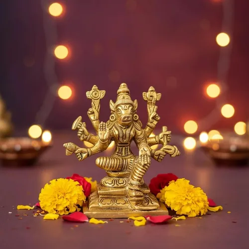 Vista 5 de LOVENSPIRE Estatua de la diosa Varahi Devi Amman de latón macizo para Pooja (3 pulgadas) – Ídolo de la deidad espiritual india para decoración