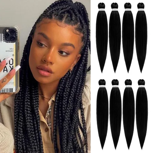 Vista 34 de Cabello trenzado preestirado - 12 pulgadas, 8 paquetes, cabello trenzado corto natural negro para trenzas torcidas o en caja, extensiones de cabello