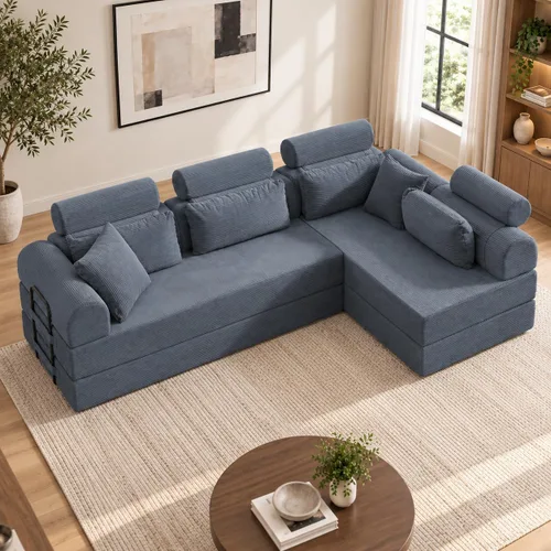Vista 16 de Sofá modular deshuesado en forma de L de 106 pulgadas, sistema de 2 piezas (2 x 70.87 pulgadas), sofá modular convertible a sofá recto de 141.7
