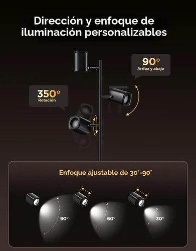 Vista 4 de Lámpara de pie Govee en forma de árbol compatible con Matter, 3 luces giratorias con tecnología LuminBlend, lámpara de pie con 64 escenas dinámicas