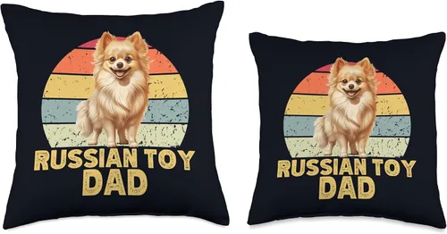 Vista 3 de Russian Toy Dog Lover Heartbeat EKG Gifts & Tees Rusia Toy Dad Retro Sunset Funny para los amantes de los perros, almohada de 16 x 16 pulgadas