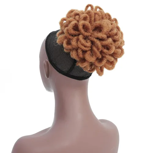 Vista 26 de DreadLocks Chignons Afro High Puff Cola de Caballo con Cordón Moño de Cabello Postizos Faux Locs Chignons con Clip Cola de Caballo para Mujeres