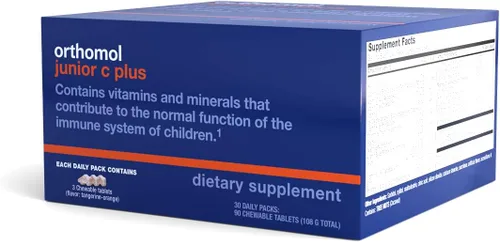 Vista 4 de Orthomol Immun Junior C Plus, multivitamínico para niños, sabor a mandarina, suministro para 30 días