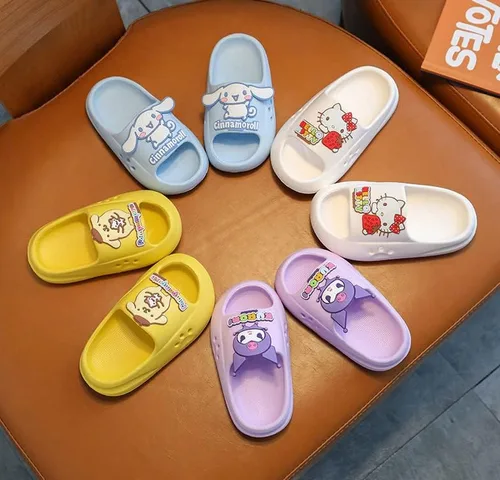 Vista 5 de Ewugspja Lindas pantuflas de dibujos animados, sandalias para niños pequeños, para interiores y exteriores, suaves, antideslizantes, zapatos