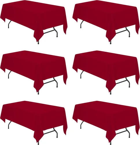 Vista 21 de BRILLMAX - Manteles para mesa rectangular de 6 pies, tela de lino de poliéster, lavable, para boda, recepción, banquete, fiesta de cumpleaños, 60 x
