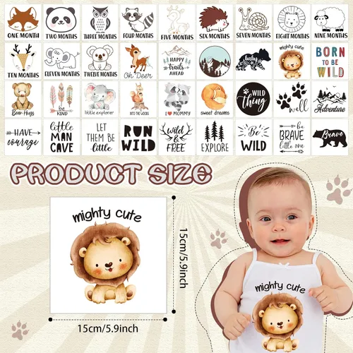 Vista 2 de Teling 36 calcomanías para planchar para baby shower, juegos de calcomanías de transferencia para planchar, parches de calcomanías de transferencia