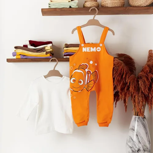 Vista 3 de Finding Nemo - Overol de algodón para bebé con camiseta de manga larga para recién nacidos y bebés, 2 piezas, unisex