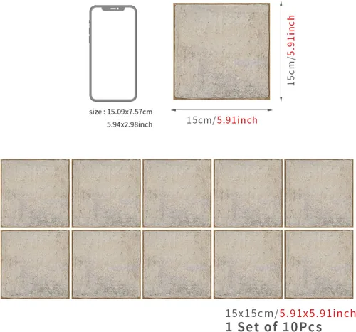 Vista 6 de Alwayspon Vinilo adhesivo efecto piedra, pegatinas para azulejos de pared autoadhesivas, protector antisalpicaduras para cocina y baño, T026