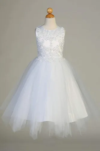 Vista 4 de Vestidos de Primera Comunión para Niñas 7-16 Vestido de Santa Comunión Blanco Vestidos de Primera Comunión para Niñas