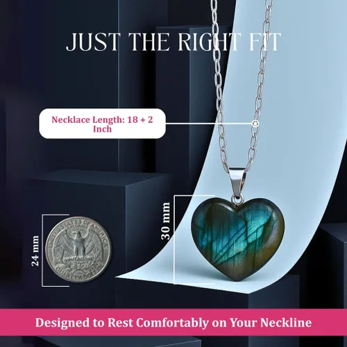 Vista 72 de Gempires Love - Collar con colgante de cristal de corazón para mujer, chapado en plata, cadena ajustable de 18 + 2 pulgadas
