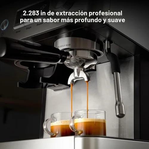 Vista 3 de Gevi Máquina de café expreso de 20 barras con molinillo integrado y espumador de leche, cafetera profesional para el hogar, capuchino, café