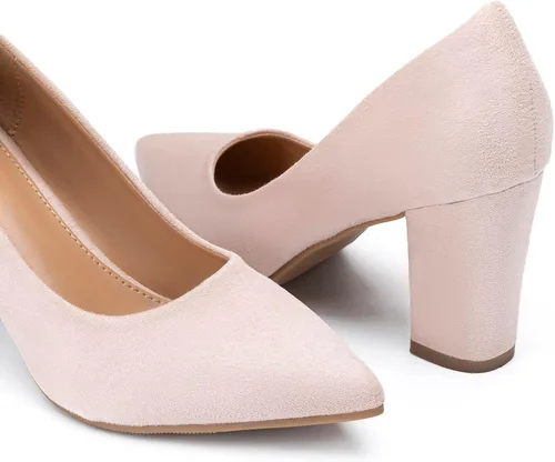 Vista 2 de Heel The World IN3 - Zapatos de tacón alto de gamuza grueso HI para mujer, puntera cerrada, zapatos de oficina para mujer
