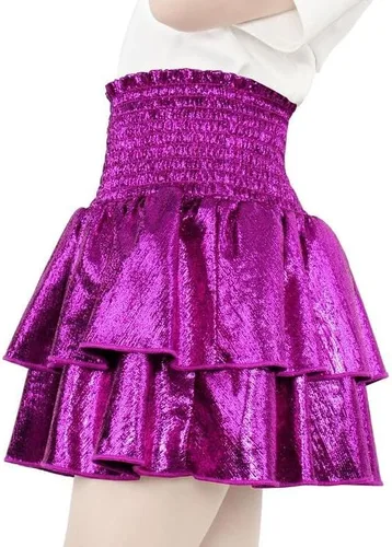 Vista 3 de JESKIDS Faldas metálicas para niñas, falda de animadora con lentejuelas brillantes
