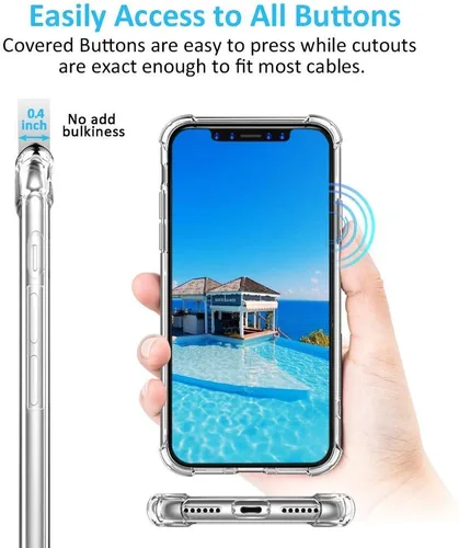 Vista 3 de Funda para teléfono compatible con iPhone XR, cubierta trasera dura transparente con 4 esquinas a prueba de golpes, funda transparente para iPhone