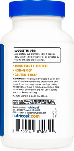 Vista 4 de Nutricost Isoflavonas de soja 150 mg, 180 cápsulas vegetales, sin gluten