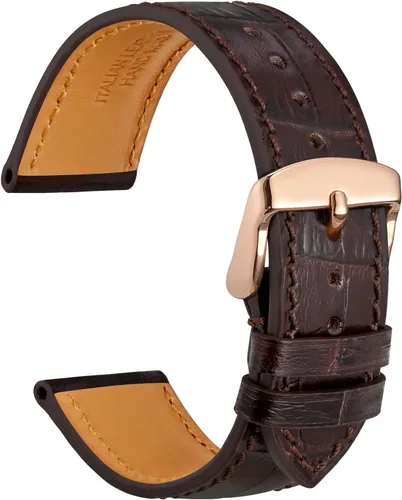 Vista 16 de WOCCI - Correas para reloj de cuero italiano, grano de cocodrilo en relieve, elige color y ancho 14 mm 18 mm 19 mm 20 mm 21 mm 22 mm, Negro