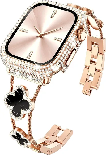 Vista 22 de KADES Bling Four-Leaf Clover Band for Apple Watch Bands Women's Wear Starlight/Iridescent