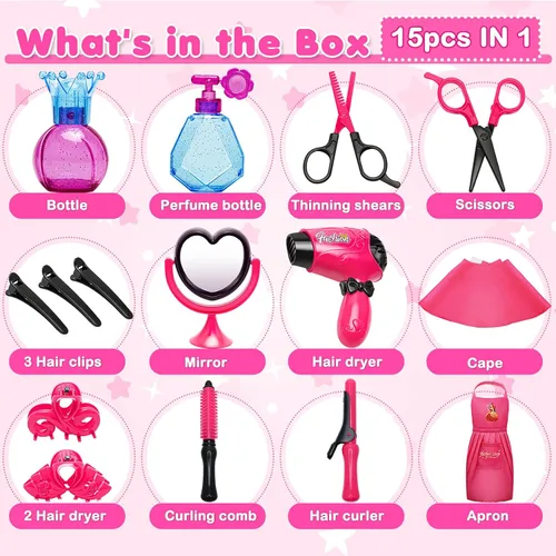 Vista 3 de Juguetes para niñas, juego de peluquería para niñas pequeñas, accesorios de muñeca, juguetes de peluquería para niños, juguetes para niñas de 3, 4