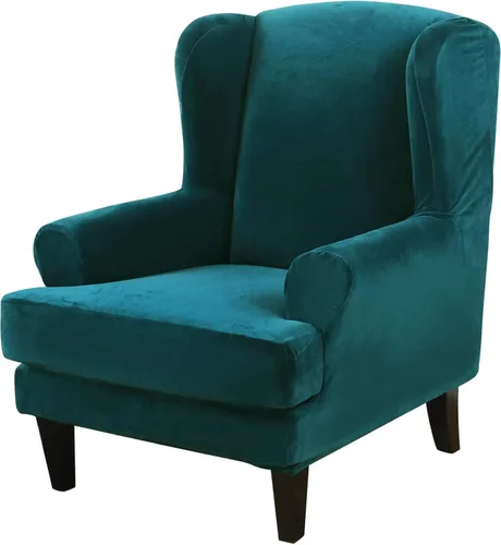 Vista 23 de MIFXIN Wingback - Funda para silla, de terciopelo de 2 piezas, elásticas, con funda de cojín, suave, lavable, protector de muebles para sala