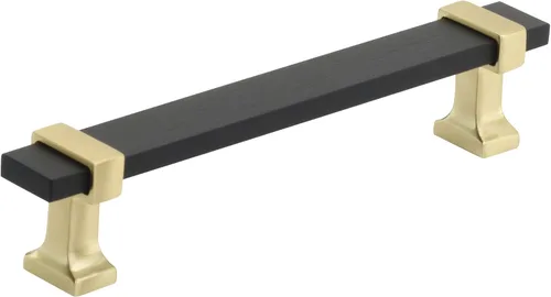 Vista 20 de Amerock Mango de gabinete Cromo negro/Oro cepillado 3-3/4 pulgadas (96 mm) de centro a centro Overton paquete de 1 unidad Jaladera
