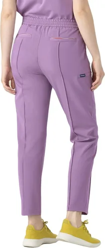 Vista 3 de Mediclo Pantalones médicos médicos para mujer - Sicilia 7 bolsillos Pintuck pierna cónica ecológica sostenible FYSEL tela ropa de trabajo