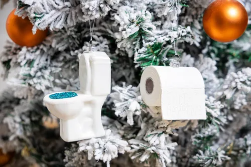 Vista 7 de Juego de 2 adornos de papel higiénico y papel higiénico de vidrio soplado para árbol de Navidad