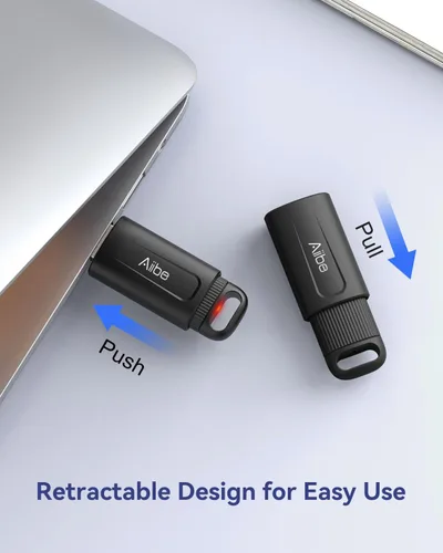 Vista 2 de Aiibe 64GB Flash Drive USB 3.0 Thumb Drive USB Drive Memory Stick with LED Indicator Portable Keychain, Black