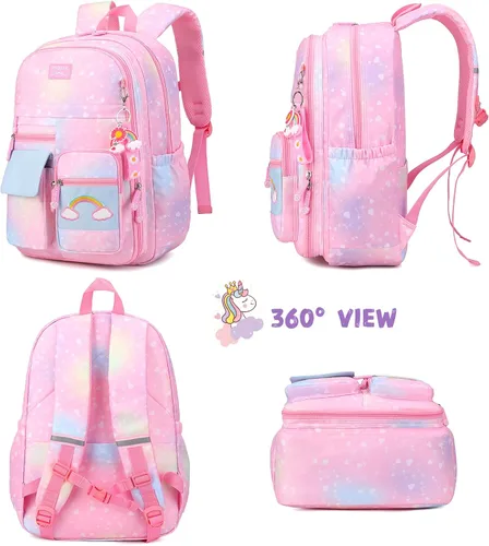 Vista 8 de BEFUNIRISE Mochila para niñas, mochilas escolares de 16 y 17 pulgadas para niñas, bonita bolsa de libros para adolescentes y niños, primaria