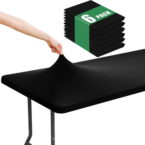 Vista 26 de Moosfor Paquete de 6 manteles cuadrados de elastano, manteles elásticos ajustables para pícnic, cubierta de mesa de patio elástica lavable para Negro