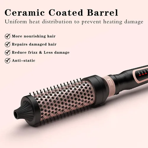 Vista 2 de K&K - Cepillo térmico 3 en 1 con calentamiento iónico redondo, crea volumen y un estilo de cabello más suave para cabello completamente seco