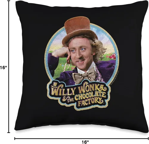 Vista 4 de Willy Wonka Chocolate Factory Scrumdiddlyumptious - Almohada (16.0 x 16.0 in), multicolor