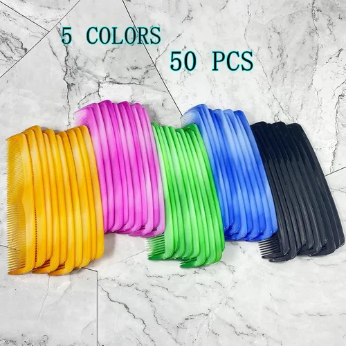 Vista 6 de zYoung Juego de 50 peines de pelo de plástico fino con bolsillo para mujeres y hombres, peine de aderezo fino, Peines para cabello