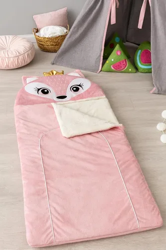 Vista 3 de Heritage Kids - Saco de dormir con capucha de zorro rosa, 64 pulgadas de largo x 25 pulgadas de ancho