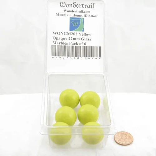 Vista 2 de Wondertrail WONGM202 - Canicas de cristal opacas amarillas (0.866 in, 6 unidades)