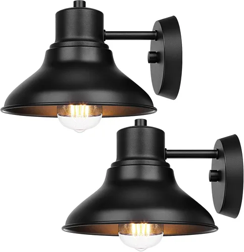 Vista 8 de Paquete de 2 luces de porche de cuello de ganso para exteriores, accesorios de luz de granero impermeables para montaje en pared, aplique de pared