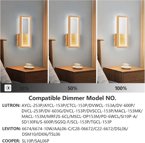 Vista 7 de Apliques de pared modernos de color madera enchufables de 18 W, lámpara de pared LED simple para interiores, 6000 K, luces de pared rectangulares