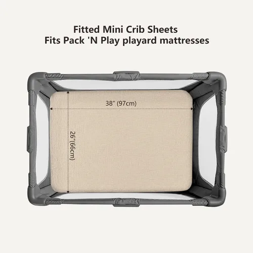 Vista 3 de Bearmoss Sábanas de muselina para mini cuna para Pack N Play - 100% algodón - 38"x26" Sábanas suaves y transpirables para corralito y cuna de bebé