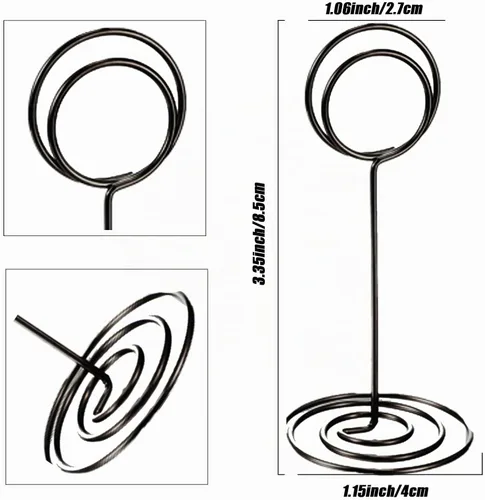 Vista 2 de Paquete de 24 soportes negros para números de mesa, centros de mesa de recepción de boda resistentes para tarjetas de mesa, menús, soporte