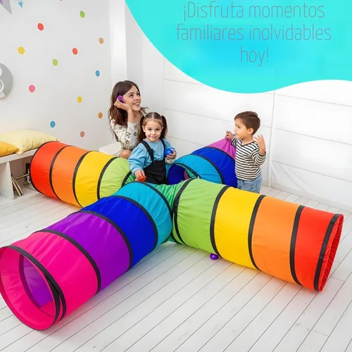 Vista 3 de Túnel XXL para niños de 98 pulgadas Tienda de campaña de túnel para niños pequeños 4 túneles de juego para niños Túnel de arrastre desplegable