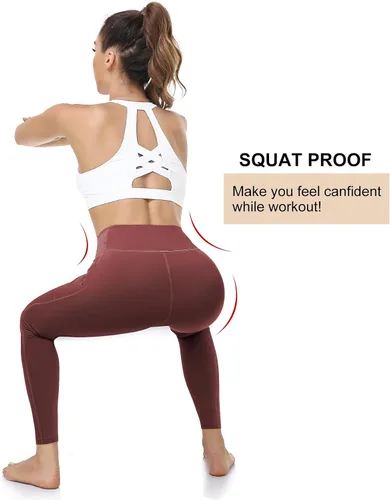 Vista 4 de RIMLESS 7 Leggings para mujer con bolsillos de cintura alta, pantalones de yoga de algodón para entrenamiento, correr, atletismo, pantalones capri